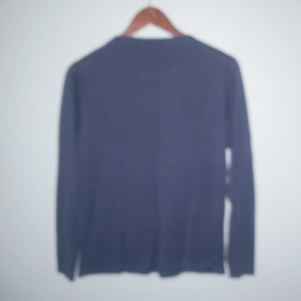 Harlan M Silk Knit Long Sleeved Crew Neck Pullover Top Eggplant - Picture 5 of 7